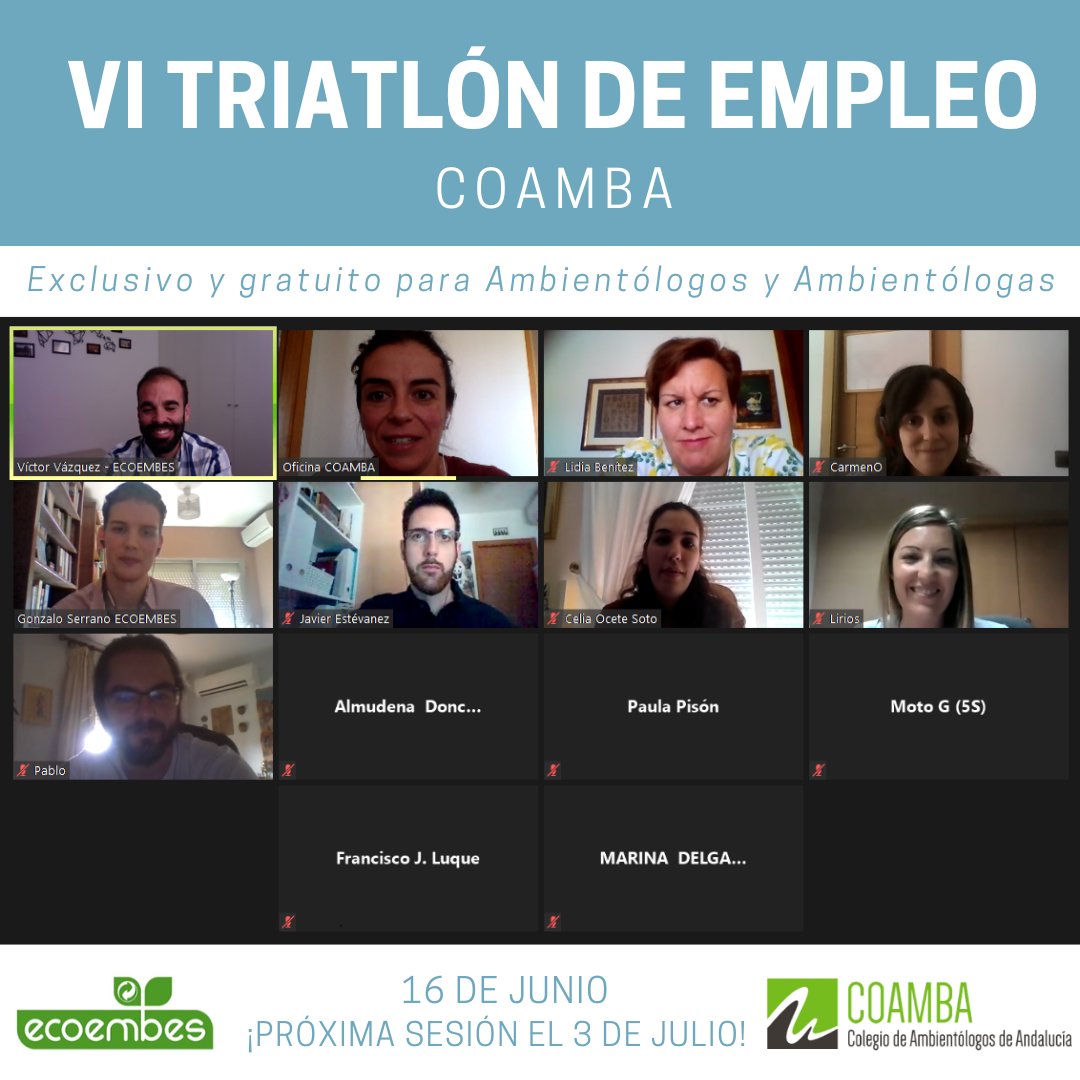 coambaoficial's tweet photo. Nueva sesión de #TriatlónEmpleo COAMBA, finalizando con las Oportunidades de empleo que ofrece @ecoembes_com con Gonzalo Serrano y @viluvaz
¡Muchas gracias a todos/as los/as participantes y muchísima suerte!
📝 Última oportunidad 3 julio ➡️https://t.co/41lLLIECx9
#YoSumoCOAMBA https://t.co/8Q83CqtzmE
