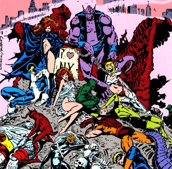 So what happened? Did Claremont change his aims? Did editorial step in? One theory is that the Silvestri/Lee era in particular ushered in a style of illustration that homogenized body types into essentially a binary: one male body and one female. Nothing inbetween. 6/7