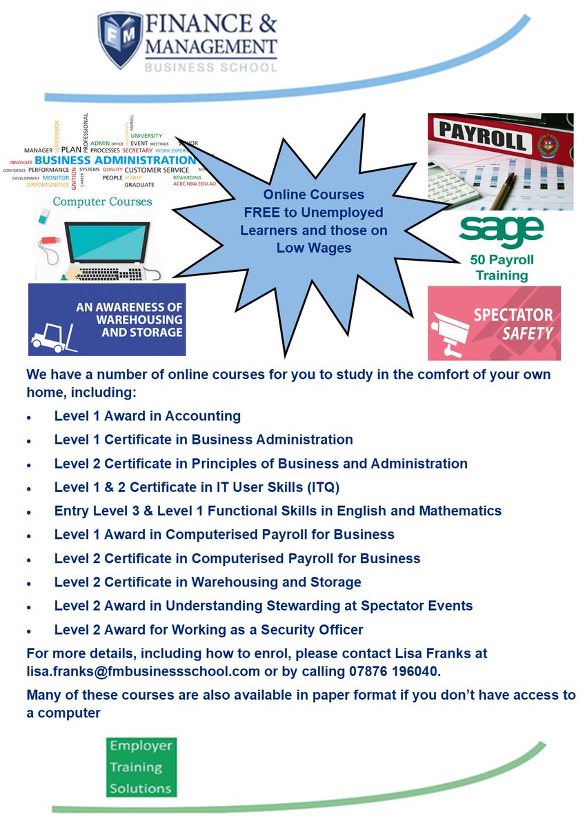 Enrol now on our FREE* ONLINE Business Admin courses beginning every Monday . Take a look at our website for more details  fmbusinessschool.com <a href="/JCPinsouthyorks/">JCP in South Yorks</a>  #freecourses #jobs #backintowork #freetraining