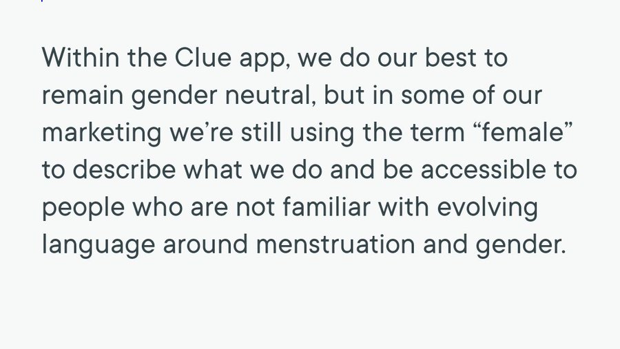 Clue, a menstruation tracking app, is keen to let you know that it's not just for females, it's for anyone who menstruation.  #nooneissayingsexdoesntexist