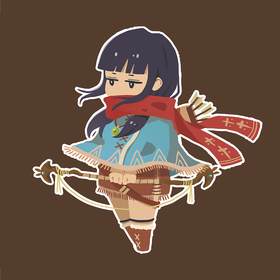 1girl solo fringe trim scarf bow (weapon) arrow (projectile) weapon  illustration images