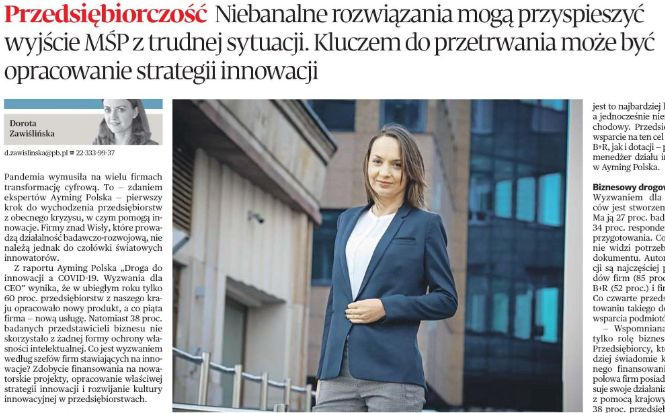 ayming_pl's tweet photo. Dziś w @puls_biznesu promujemy nowy raport "Droga do innowacji a #COVID19. Wyzwania dla #CEO". Poruszamy takie zagadnienia, jak #strategia innowacji, #finansowanie, kultura innowacyjna, współpraca z biznesu z nauką. Więcej: https://t.co/k5hrHHJ0R4
#innowacje #rozwój #BplusR https://t.co/VdED9tYtdL