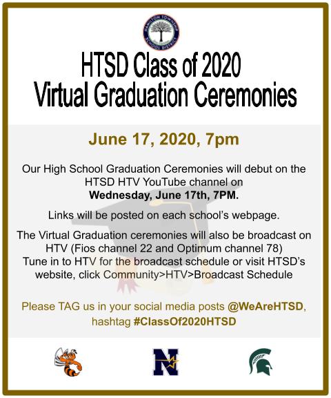 PLEASE LIKE &amp; RETWEET

It's GRADUATION DAY!
Congrats, Seniors!

<a href="/HTSD_West/">Hamilton High West -The Hornet Buzz 🐝</a> <a href="/HTSD_Nottingham/">Nottingham High School</a> <a href="/HTSD_Steinert/">Steinert Hamilton High School East</a>  Graduation Ceremonies <a href="/YouTube/">YouTube</a> channel at 7PM 

More info: hamilton.k12.nj.us/Page/19008

<a href="/ScottRRocco/">Scott Rocco, Ed.D.</a> <a href="/HTSDSecondary/">Jim Altobello Ed.D.</a> <a href="/HamiltonTwpNJ/">Hamilton Township NJ</a> 
#ClassOf2020HTSD
hamilton.k12.nj.us/Page/19008