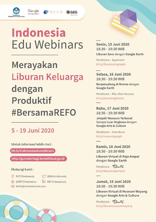 Yuk, persiapkan liburan virtualmu 🏖️ dengan Google Earth dan Google Arts &amp; Culture, dipandu oleh pendidik dan wisatawan lokal yang paling menginspirasi!

Ikuti webinar-nya sekarang di → bit.ly/2ACg87o