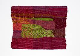 As well as big, colourful, artworks, Hicks also continues to make what she calls Minimes. To create these, Hicks uses a loom that she has had for 50+ years.