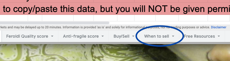 All of these 'rules' are in the "when to sell" tab of my public spreadsheet https://docs.google.com/spreadsheets/d/1y8quPLqAwNsBGvNUrJuMTqVwz-P59ms1A8ZDLE8Dc24/edit?usp=sharing