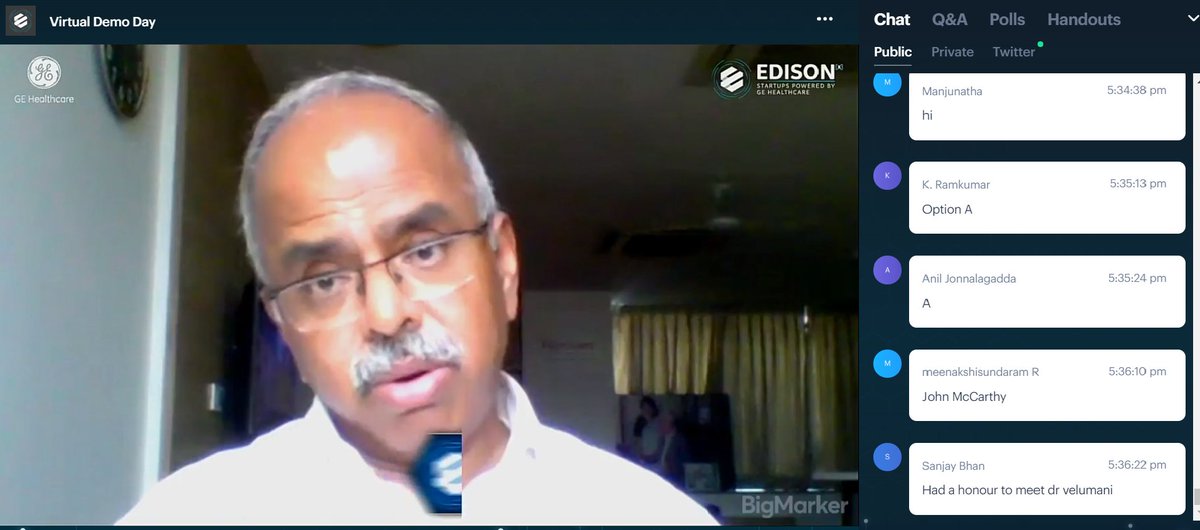 UnniSankar's tweet photo. Focus &amp; Frugality can help Entrepreneurs become successful, says Arokiaswamy Velumani @Thyrocare at
#GEHealthcare #EdisonX Virtual Demo Day https://t.co/SOLbOwEgFS