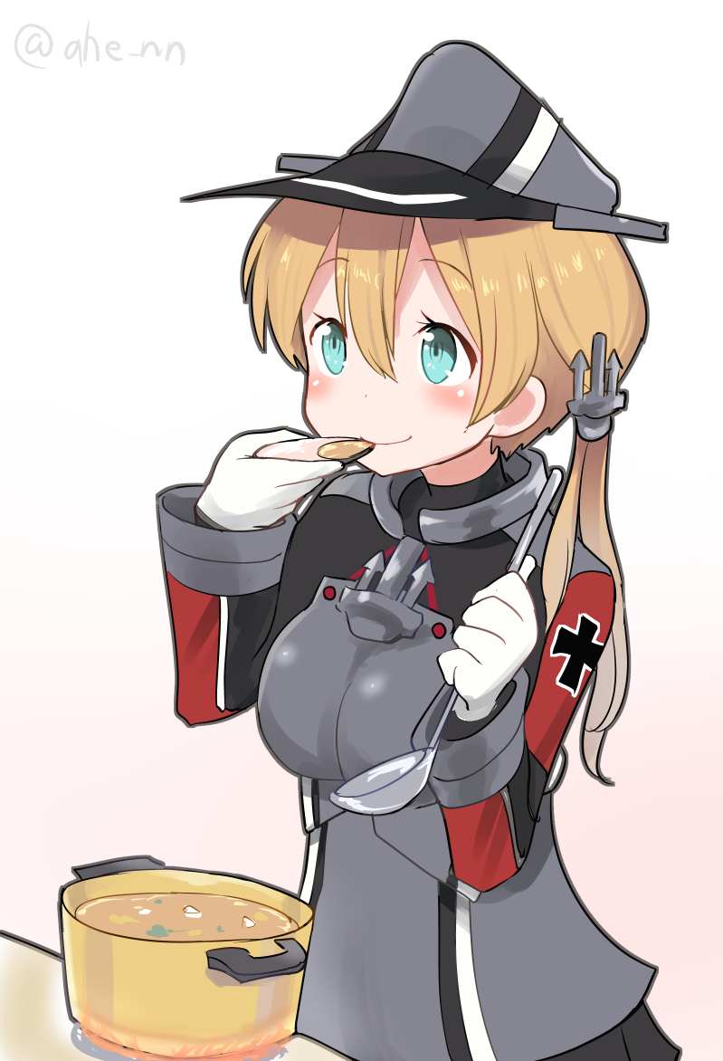 prinz eugen (kancolle) 1girl solo hat blonde hair peaked cap military uniform gloves  illustration images