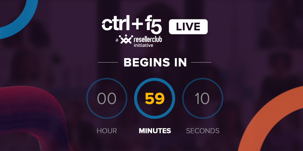 ResellerClub's tweet photo. The countdown for the online #CtrlF5 to go live begins now!
Are you ready for it?
Donβt forget to log in for the event at 7:00 p.m for countless learnings here: https://t.co/mQYcNVv0iW
#webpros #webdesign #webdeveloper https://t.co/DTMLQmEa92