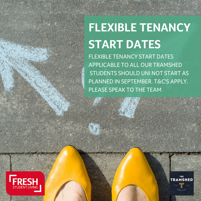 **FLEXIBLE START DATES - Covid-19**
Has face-to-face teaching been delayed on your course? If so, ask us today about flexible start dates! We're here to support you-for more info, visit freshstudentliving.co.uk/pro…/the-tramshed/overview/ or email us thetramshed@freshpg.com #COVID19