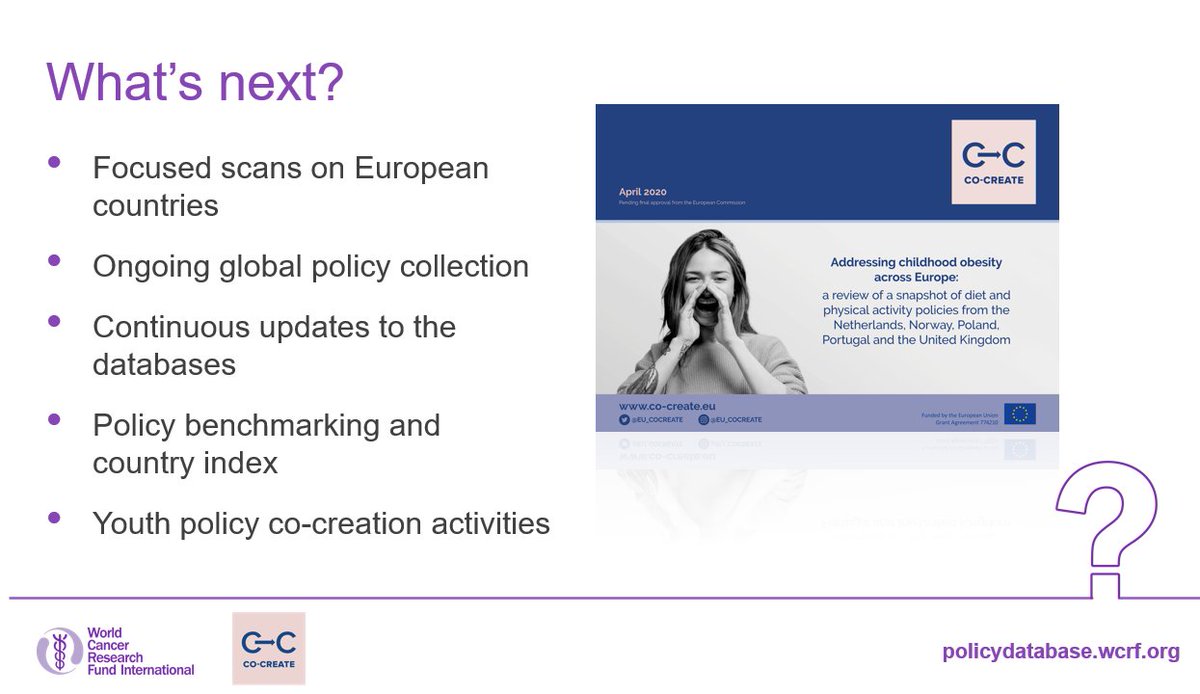 While the database is live, <a href="/wcrfint/">WCRF International</a>'s work doesn't stop here! <a href="/KOldridgeTurner/">Kate Oldridge-Turner - @kateot.bsky.social</a> highlights that it will be continuously updated and support youth policy co-creation activities taking place in our project! #CC4EU

➡️Access the database here: policydatabase.wcrf.org