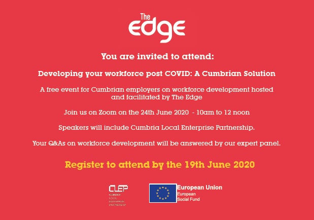 edgeincumbria's tweet photo. We are hosting a FREE online event for Cumbrian Employers on Workforce Development next Wednesday, 24th June, 10am - 12 noon.
Places are limited so register at https://t.co/IplZldVjCP by Friday 19th June to secure your place.
We look forward to seeing you there! https://t.co/AaQJBCyRBt