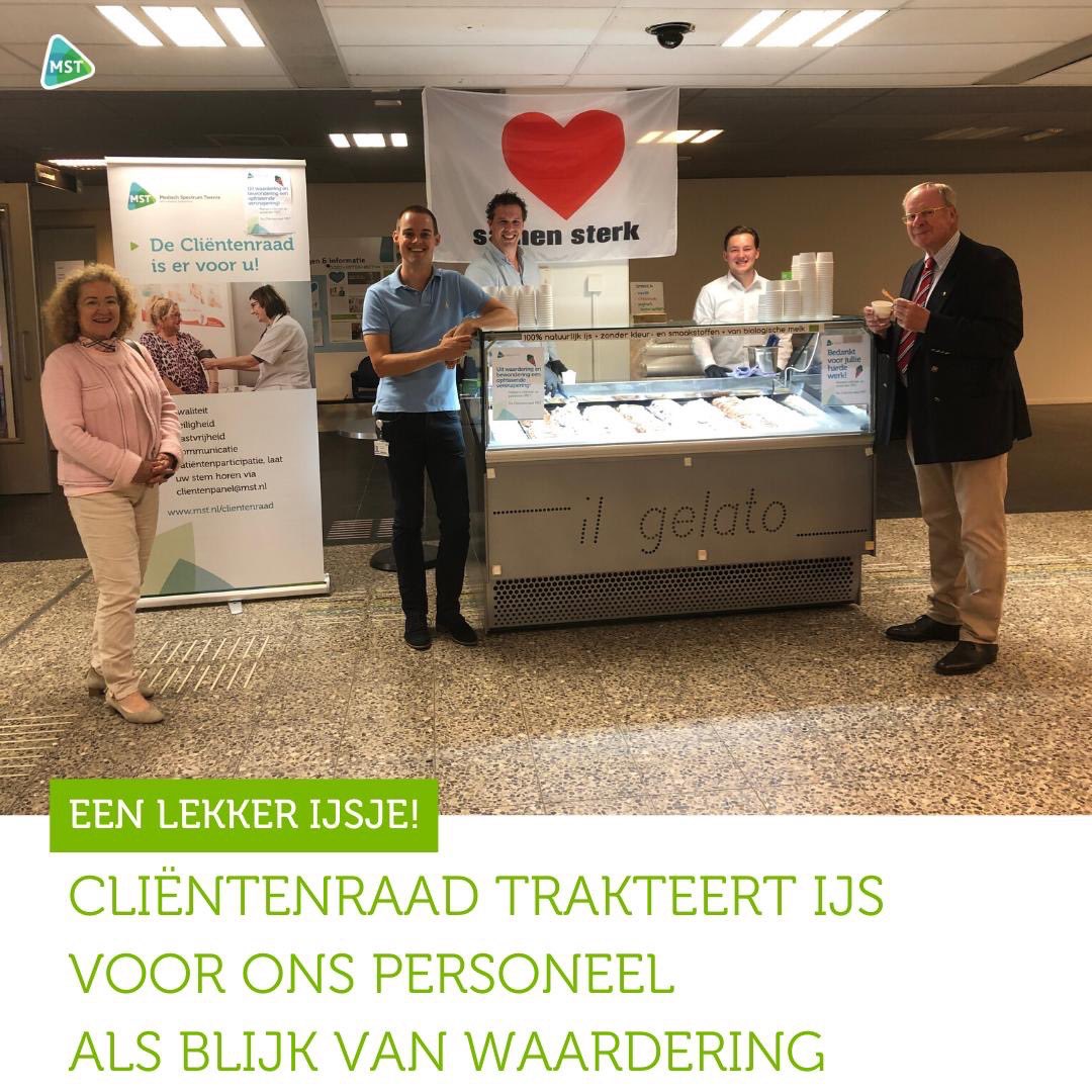 Verrassing van onze ⁦<a href="/ClientenraadMST/">Cliëntenraad MST</a>⁩ : waarderende woorden voor de inzet van de mensen van ⁦<a href="/ziekenhuisMST/">Medisch Spectrum Twente</a>⁩ en een heerlijk ijsje