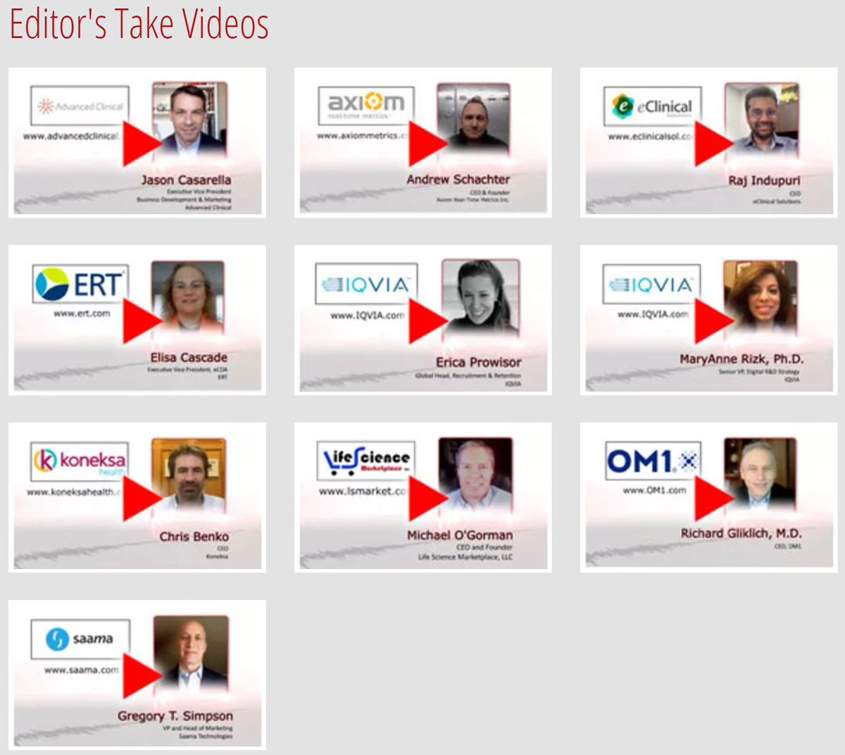 EricGaffen's tweet photo. 10 Thought Leaders in 10 Videos
2020 DIA Editor’s Take Video Series
https://t.co/V2DhTV6m2y
@IQVIA_global
@AdvClinical
@ERTglobal
@eClinical_Sol
@AxiomMetrics
@Koneksa https://t.co/aeU7ZKdref
Via @PharmaVOICE #ertlife https://t.co/2UkBd5OBsm