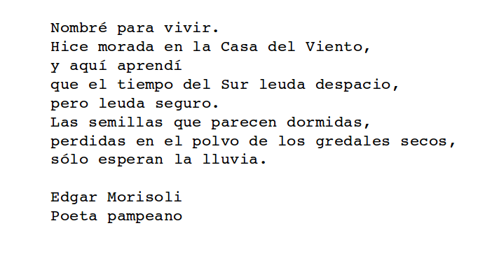 Dario Aranda on X: "Adiós al poeta Edgar Morisoli. Unió palabra,  militancia, sensibilidad y lucha. "Los ríos pampeanos, su drama y su  hermosura son mucho más que un elemento del paisaje, son