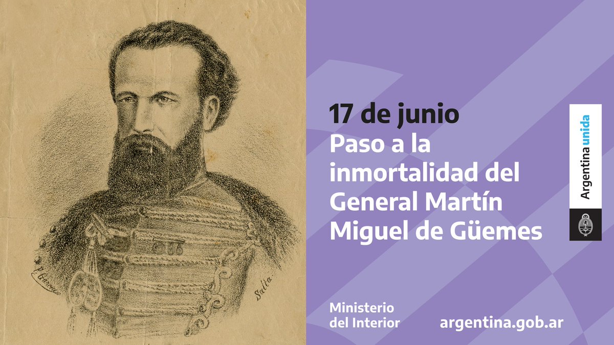 MInterior_AR's tweet image. Hoy es el Día de la Libertad Latinoamericana en honor a Güemes.

Su defensa de la Patria contra los realistas en la frontera norte del territorio argentino fue decisiva para nuestra independencia. 

#ArgentinaUnida