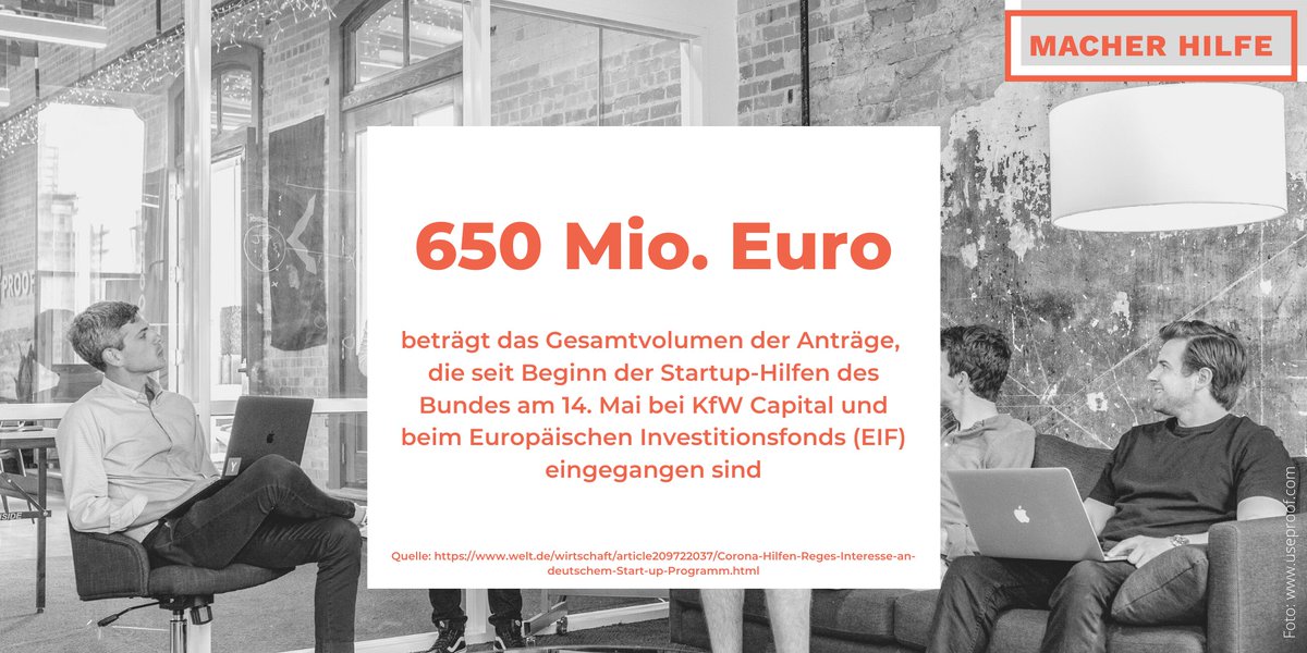 MACHERHILFE's tweet photo. 💪 Welche weiteren Programme Dich und Dein #Startup in der Coronakrise unterstützen können, zeigt Dir unser #StaatshilfeNavigator. 
🚨 Das #MACHERHILFEDaily und unsere #ProgrammUpdates informieren Dich zudem, sobald es etwas Neues gibt. 
➡️ Auf zu https://t.co/e5neXpMBTo https://t.co/n7G6irh3cd