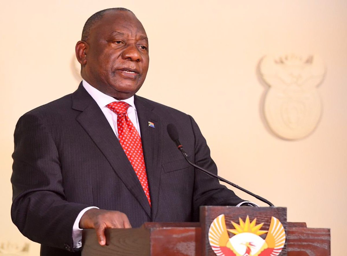 AthiGeleba's tweet photo. “It is with the heaviest of hearts that I stand before the women and girls of South Africa this evening to talk about another pandemic that is raging in our country – the killing of women and children by the men of our country.” President #Ramaphosa #EnoughIsEnough https://t.co/7HEj4WDpAi