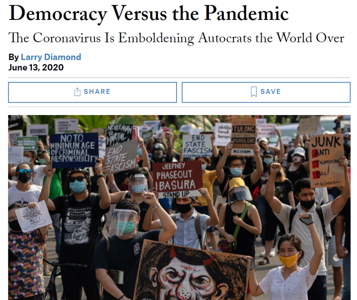 ljconsuegra's tweet photo. "Downward democratic spiral (inflicted by #COVID19 Pandemic) can be reversed, but will require
mobilized #civilsocieties, effective #democraticmanagement of the crisis, & renewal of #leadership" - Inspiring invitation for action Read more: https://t.co/0XVqH8nTcM #GSoD @Int_IDEA https://t.co/TOmX6S0kmT