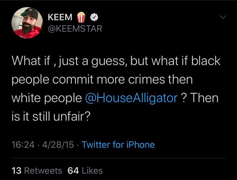 I just found out that K-K-Keemstar is an actual white supremacist 