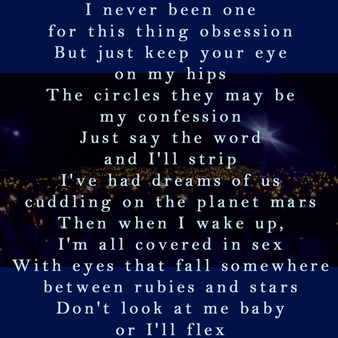 So yes, on one hand it’s a spiritual love song and on the other it’s a song about obsession, longing, masturbation & reaching spiritual enlightenment through sex.But there’s sheer poetic beauty in there too:“With eyes that fall somewhere between rubies & stars”.