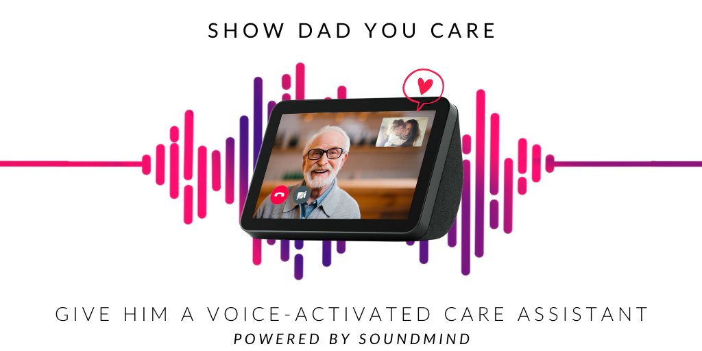 soundmindintel's tweet image. Celebrate Father&apos;s Day with Soundmind: the only tech on the market that gives you zero-setup, voice-activated video calling. Use code &quot;FATHERS25&quot; for 25% off six months of Soundmind, so you can be together even when you can&apos;t! soundmindinc.com #dad #fathersday #dadtech