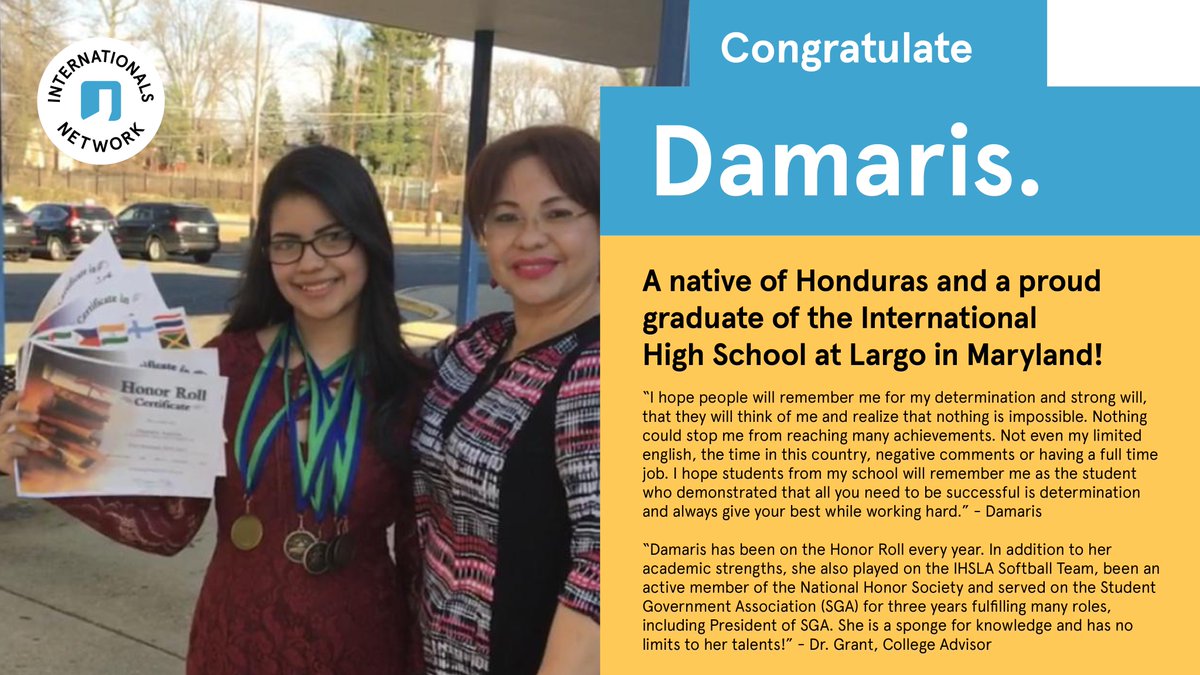 IntlsNetwork's tweet photo. "I hope students from my school will remember me as the student who demonstrated that all you need to be successful is determination and always give your best while working hard." - Damaris @ihslapg #2020Grads #Congrats #Intls_Network https://t.co/ruTc8wnRrJ