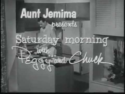 9. In the 1950s, television viewers could tune into “Aunt Jemima presents Peggy and Chuck,” a white couple living in suburban America with their infant son. Here we see how Aunt Jemima offered Cold War Americans reassuring images from a simpler past.