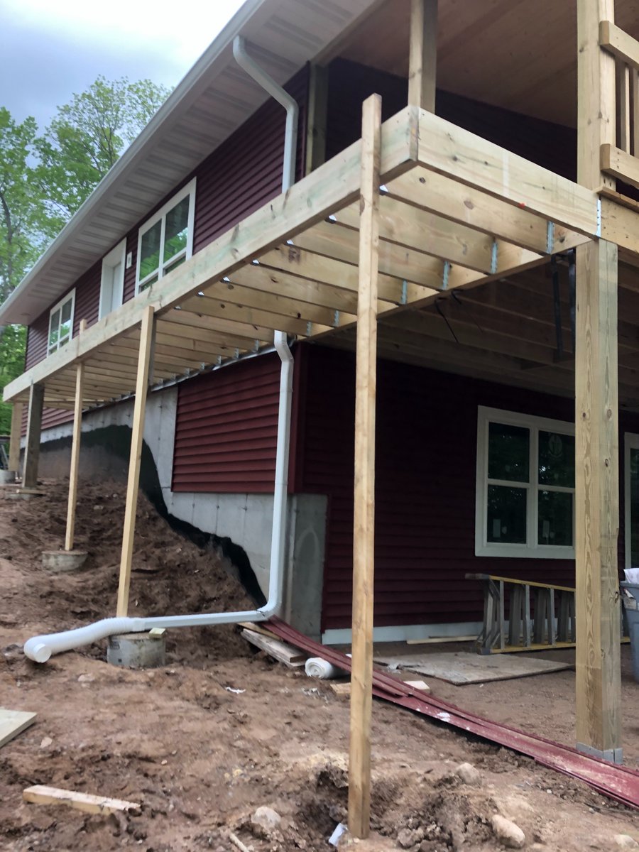 GroupPillar's tweet photo. Progress Pics from a project in Birchwood, Wisconsin! #WrapAroundDeck https://t.co/oqFlvm0D4n