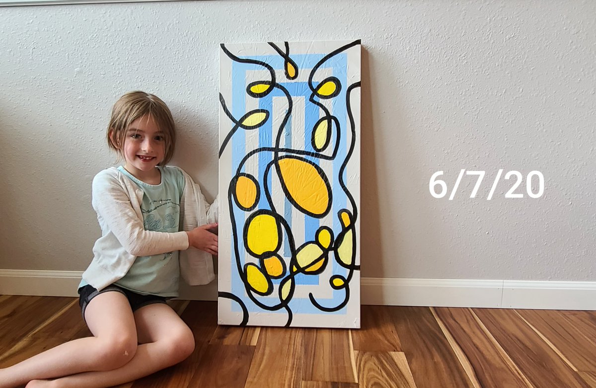This is probably my favorite of all that we've done together. We've ordered more paint mops to play with the style but I'm excited to do more Clem Scribble Style paintings through the summer, even though we are running out of walls in our house to hang them on.