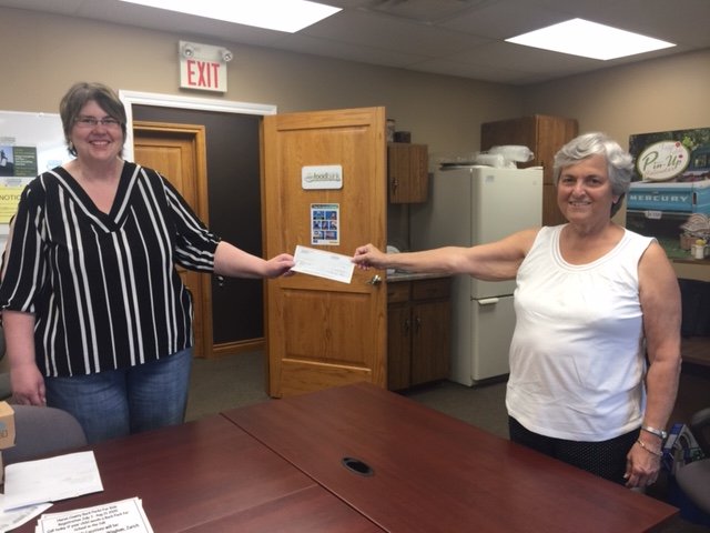 President Tim Halliday , mailing a donation from #PCFA2020 to the Huron County Food Bank Distribution Centre &amp; <a href="/HCFBDC/">HuronCountyFoodBank</a> staff members Marg Deichert &amp; Sharon McNeilly with our  $1,000 donation for food and agency clients in Huron and Perth Counties. #FarmersToFamilies