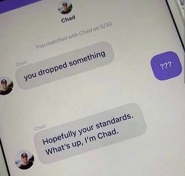 Smash_tshirts's tweet photo. Of course dudes name is Chad 😂😂😂
#dirtymemes #sexmemes #sexjokes #funnysexmemes #dirtyjokes #dirtymemesdaily #disgustingmemes #adult #adultjokes #adultmemes #adultsonlyplease #adults #adultsonly #18plus #raunchymemes #dirtyhumour #funnyaf #inappropriatehumor #dank https://t.co/EPoV8kCH81