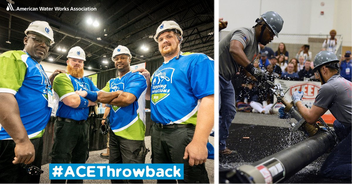 awwa's tweet photo. #ACEThrowback – Check out that highlights from last year’s Pipe Tapping competition, where water operators from across North America worked against the clock to open a cement-lined, ductile iron pipe and install a tap. https://t.co/KWfxpbAqkd https://t.co/XHE5Xt0WYl