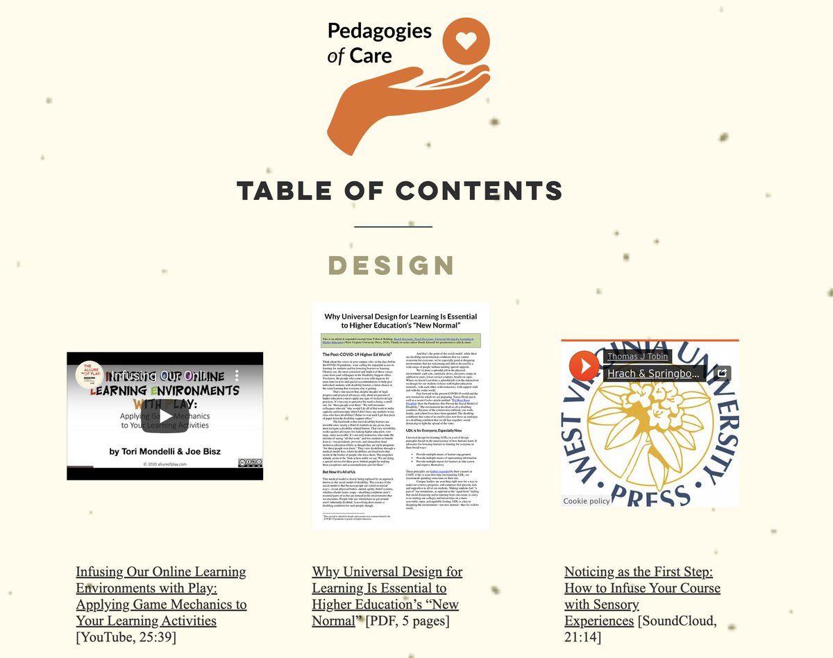 torimondelli's tweet image. @mercycollege taught me the value of #OER.
Here's a collection for colleagues who are like family: Pedagogies of Care: Open Resources for Student-Centered and Adaptive Strategies in the New Higher Ed Landscape

#MercyMavericks
tinyurl.com/PedagogiesOfCa…