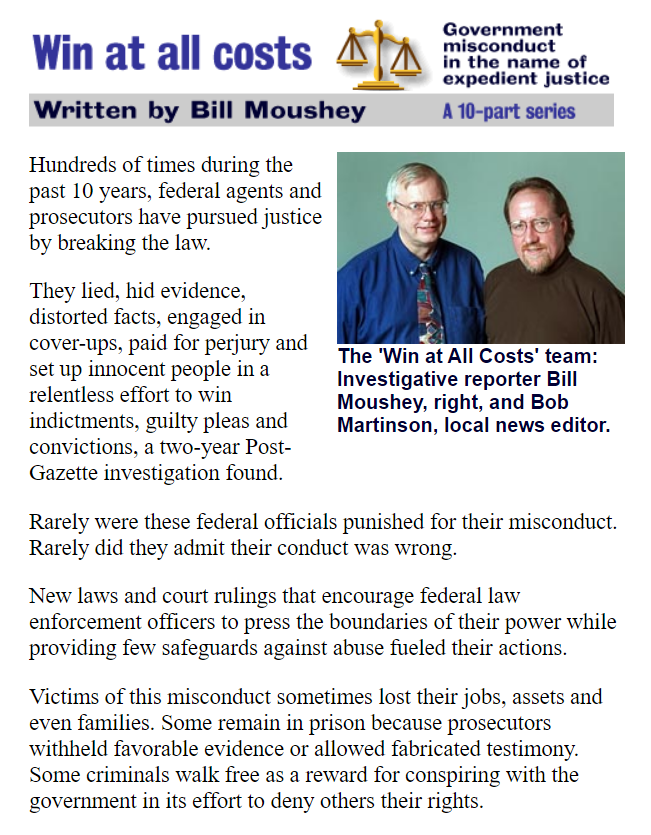 PROBLEM PROSECUTOR Prosecutors who seek to "win-at-all-costs," who engage in prosecutorial misconduct, creating wrongful convictions and perverting justice in the process. Expose, fire, disbar and prosecute these rogue prosecutors.See  http://www.usa-the-republic.com/items%20of%20interest/Win_At_All_Cost/Win_at_all_costs.htm