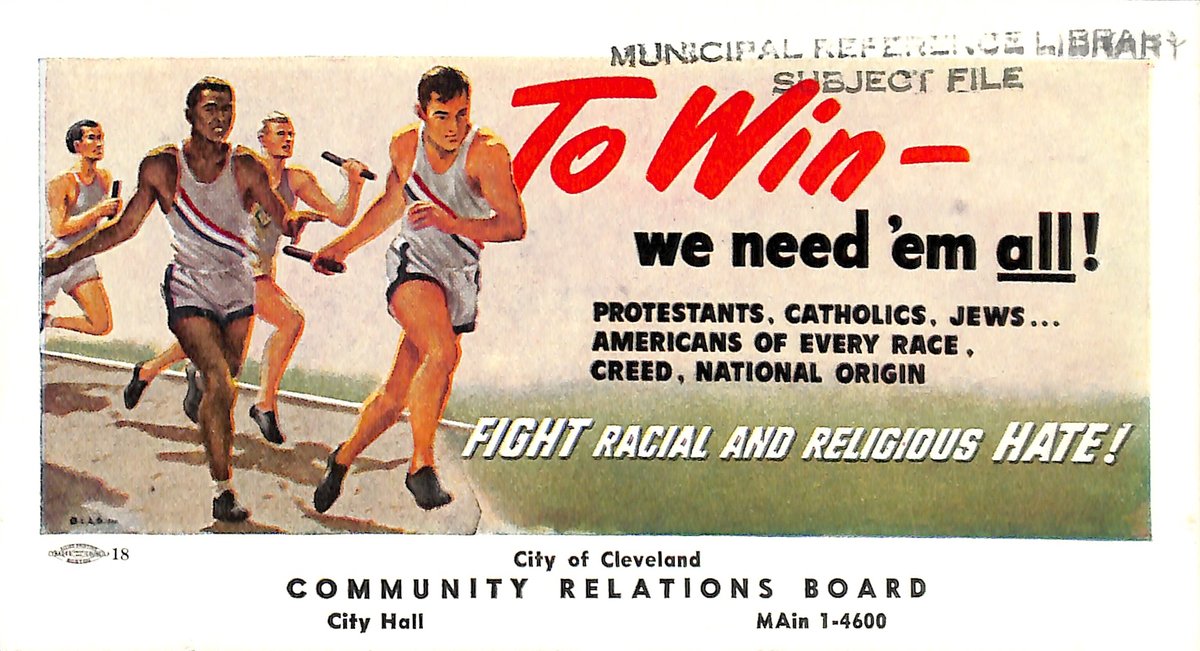 Some topics I hope we can cover in tonight's webinar: Jewish-Black collaboration in  #CivilRights, religious tolerance &  #Antiracism actions going back to 1930s–for ex, WWII Community Relations Board, 1946 Euclid Beach amusement park antidiscrimination protest ...(2/7)