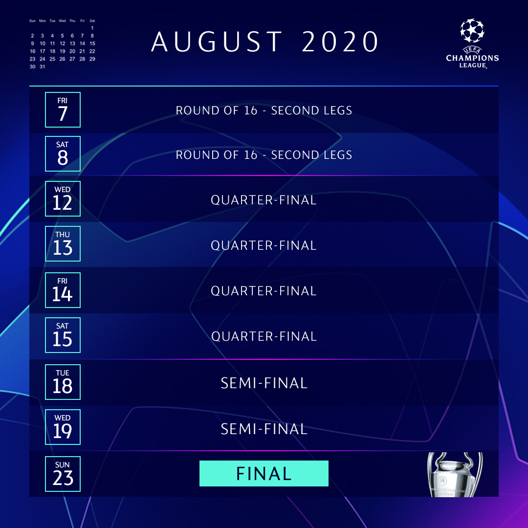 Uefa Champions League على تويتر Your Ucl August Calendar