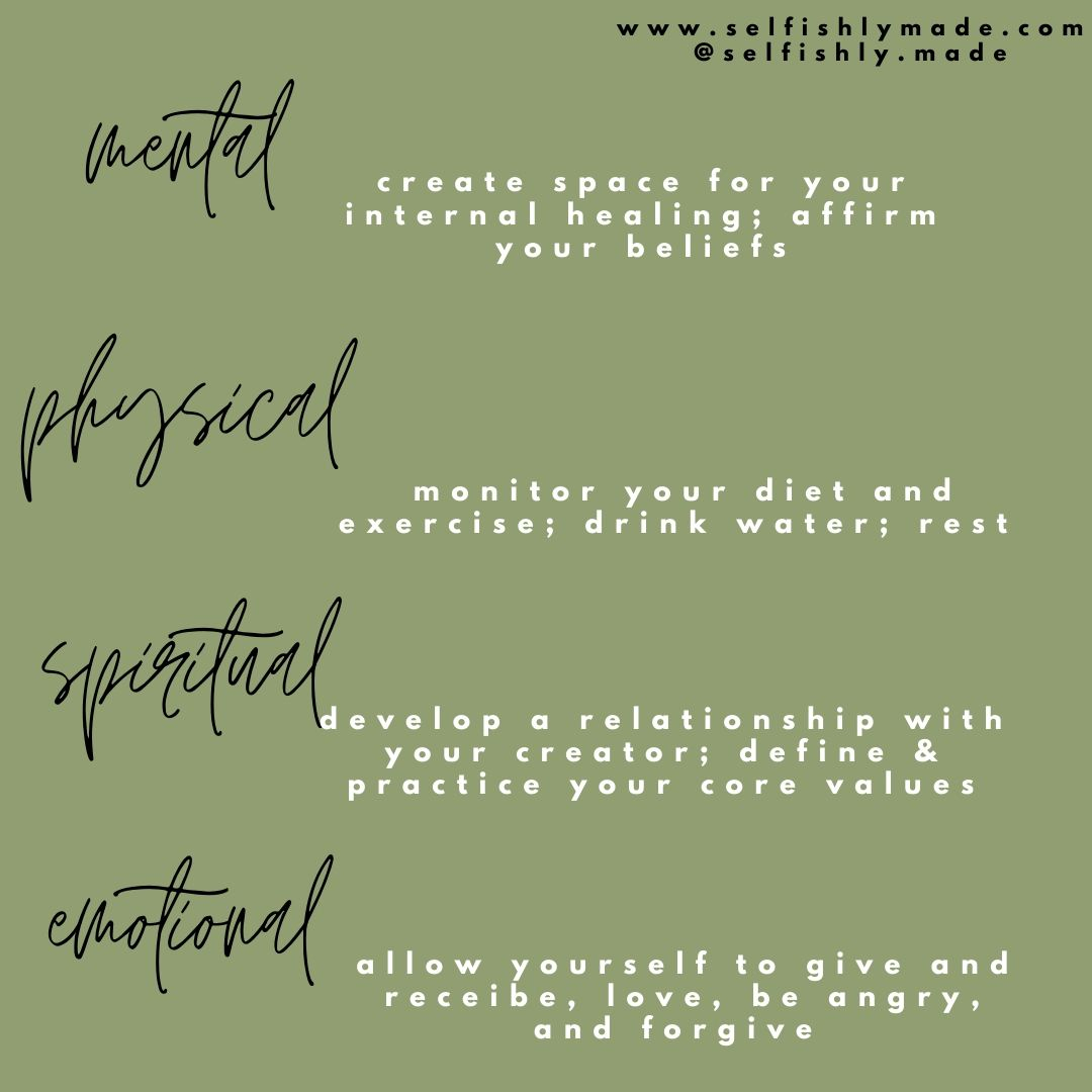 SelfishlyM's tweet photo. 100% organic, cruelty free✨.

When thinking about maintaining optimal health, “diet and exercise” are only a small piece of the bigger picture. 

How are you taking care of your mental health? How do you manage stress? Are you happy? Do you feel safe? https://t.co/9EUxixxTC3