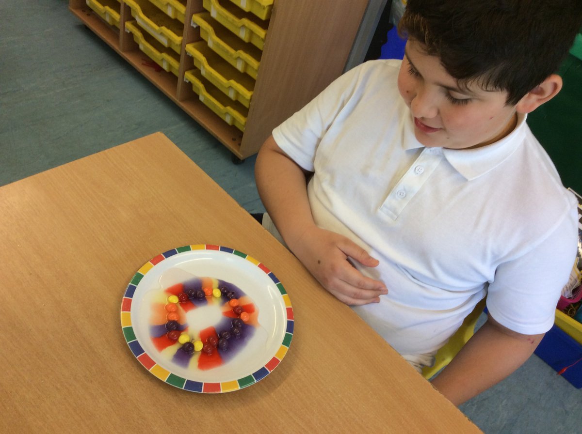 Redriff_Primary's tweet photo. The children have thoroughly enjoyed the STEM activities this week 😀 #Year6 did an experiment with skittles and water to learn about dissolving, solutions and water stratification. #STEMWeek #scienceatschool https://t.co/4GtiSZdo9Y