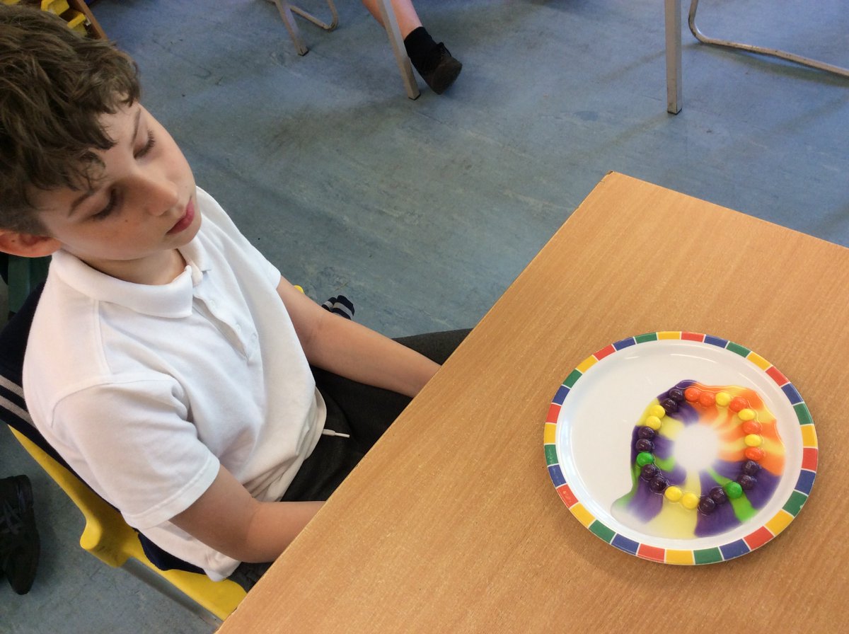 Redriff_Primary's tweet photo. The children have thoroughly enjoyed the STEM activities this week 😀 #Year6 did an experiment with skittles and water to learn about dissolving, solutions and water stratification. #STEMWeek #scienceatschool https://t.co/4GtiSZdo9Y