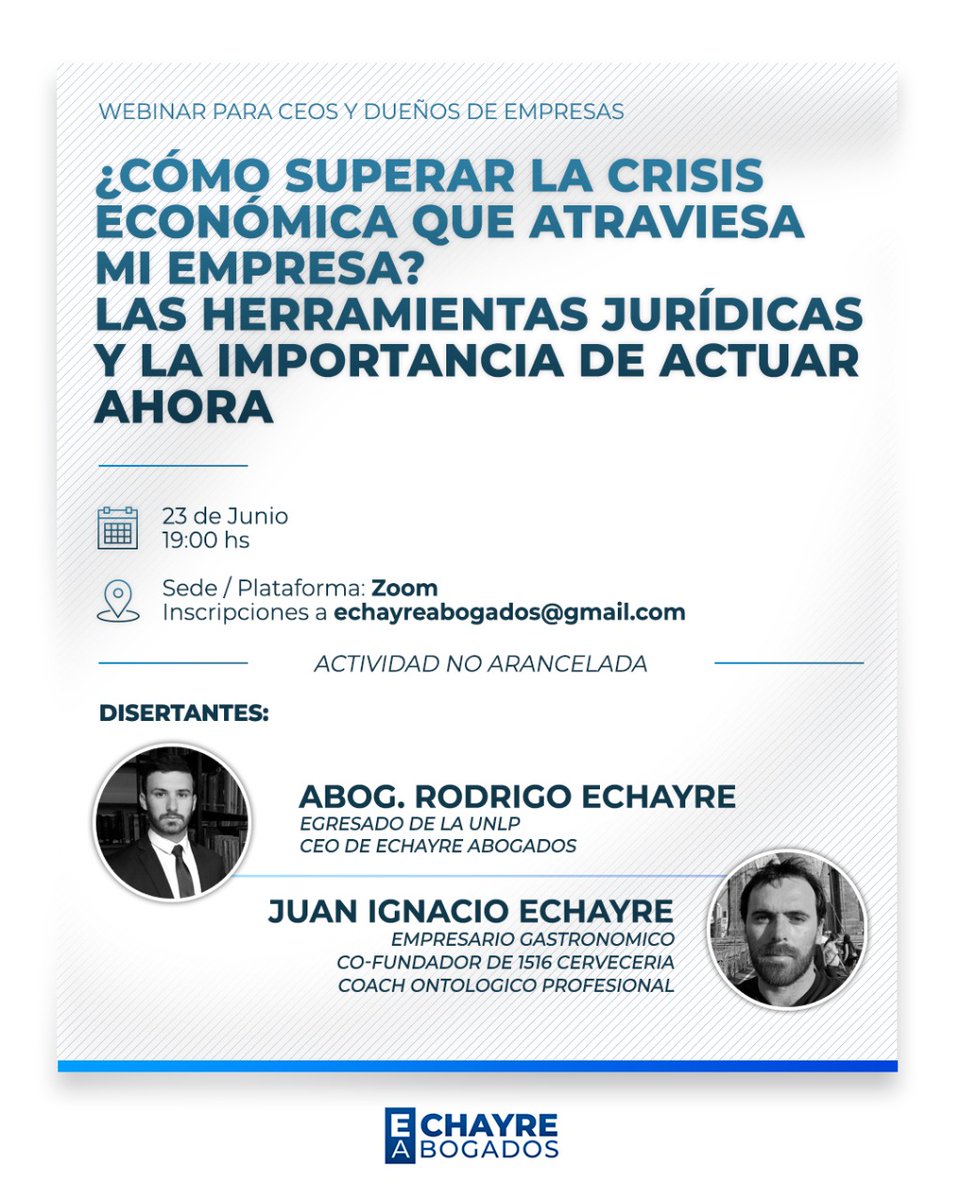 El día martes 23 de Junio, a las 19 hs., los invitamos a participar del Webinar orientado a todas aquellas personas que tengan injerencia en pequeñas, medianas y grandes empresas.