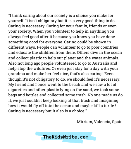 thekidswrite's tweet photo. "Caring is necessary but it is also a choice" - Mirriam, Valencia
https://t.co/WWwyGGIW9c https://t.co/bB16YX3KPN