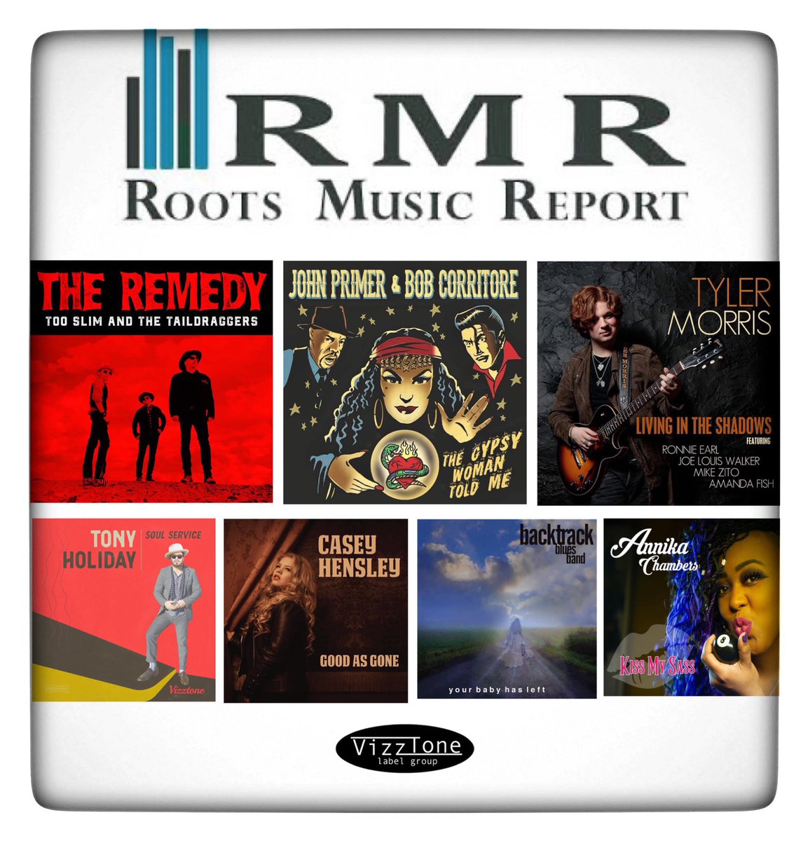 This weeks VizzTone artists on the Roots Music Report! 
🔥RootsMusicReport.com

#VizzTone #RootsMusicReport #BratGirlmedia <a href="/taildraggers/">TooSlim&Taildraggers</a> <a href="/JohnPrimer1/">John Primer</a> @BobCorritore #tylermorris <a href="/tonyholidayband/">Tony Holiday</a> <a href="/CaseyHensley_/">Casey Hensley</a> <a href="/BacktrackBlues/">Backtrack Blues Band</a> #annikachambers <a href="/BluesBrat/">BratGirlmedia</a>