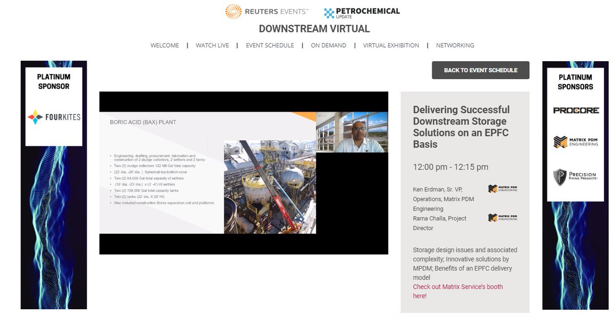 You can still catch Matrix PDM Engineering's storage solutions presentation on-demand on our virtual site as well as all other incredible sessions we had the pleasure of hosting at #DownstreamVirtual. Get full access here >> buff.ly/30PtHuF

#Storage #Downstream