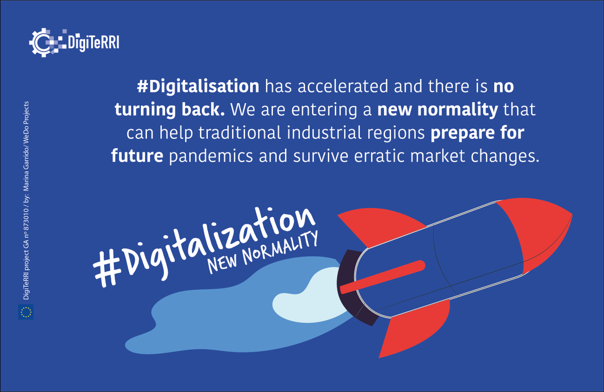 digiTeRRI's tweet photo. #Digitalisation has accelerated and there is no turning back. We are entering a new normality that can help traditional industrial regions prepare for future pandemics and survive erratic market changes.
#H2020 #DigiTeRRI #territorialinnovation #RRI #COVID_19 https://t.co/t3WvVJBzXF