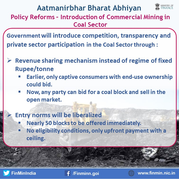 At the launch of auction of 41 coal mines for commercial mining, Prime Minister  @narendramodi will share his vision for India to become  #AatmaNirbharBharat in mining sector, which is the key source of input for many basic industries like power, steel, aluminium and sponge iron