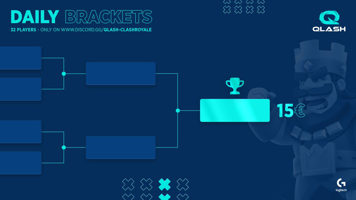 QLASHForge's tweet photo. At 18:00 cest new @QLASHcr #ClashRoyale daily bracket will start!

You still have time to !register 
at @discord https://t.co/ZtkrH8QQ2Z

🥇 - €15

We also want to congratulate @NoNameCR_ on winning Tuesday bracket. https://t.co/htat041X3m