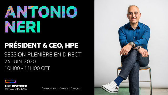 HPE Discover Virtual Experience démarre le 24 juin (pour l’Europe). Ne ratez pas la plénière de notre CEO Antonio Neri pour tout savoir sur notre stratégie, nouvelles solutions, et grands partenariats. dy.si/TQoB9G