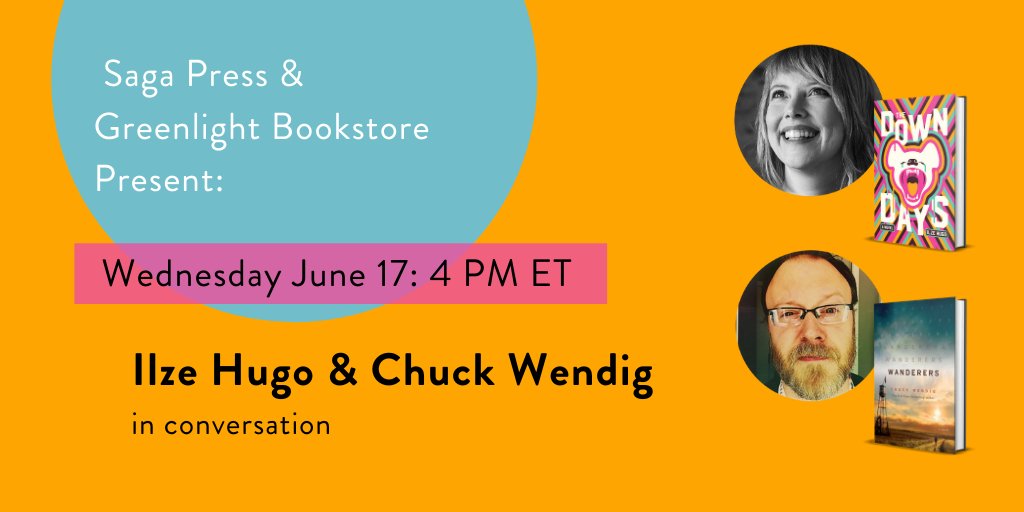 SagaPressBooks's tweet photo. TODAY at 4PM ET @IlzeHugo1 and @ChuckWendig will come together to chat about their respective novels! @greenlightbklyn. 
~
Our very own @alsoknownasLJ will moderate this timely &amp; fantastic conversation! 📚 #sff #saga #downdays #newbooks

Event link: https://t.co/W03GfZ4RDk https://t.co/PNztx2iy4r