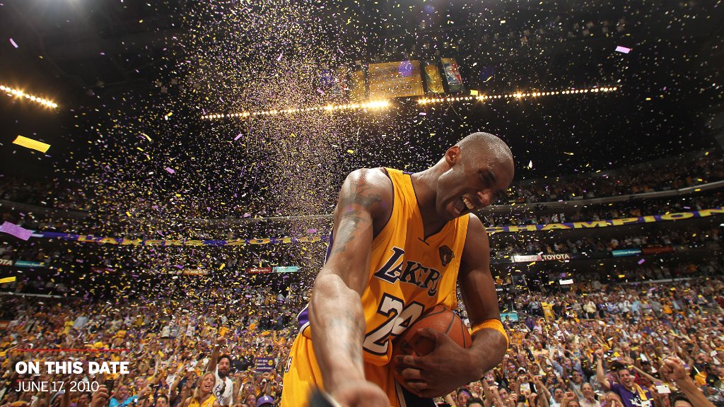 espn's tweet photo. "I just got one more than Shaq."

10 years ago today, the Lakers won an epic Game 7 battle against the Celtics. 

Kobe's fifth title 🏆🏆🏆🏆🏆 https://t.co/IoiG1fjlNi